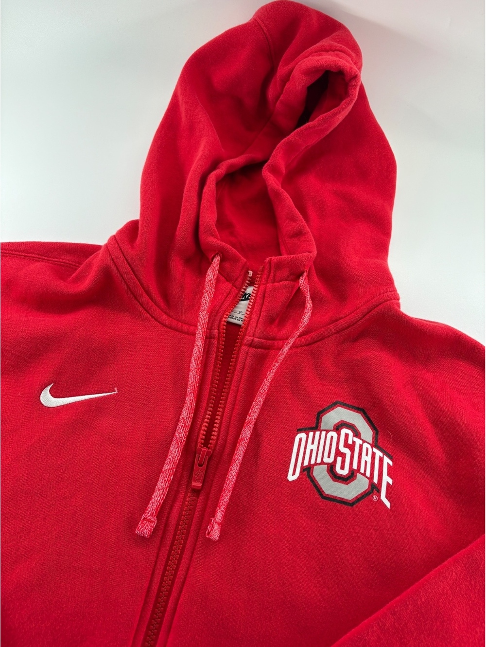 Nike Ohio State Buckeyes Full Zip Hoodie Men's XL Red Sleeve Print Cotton